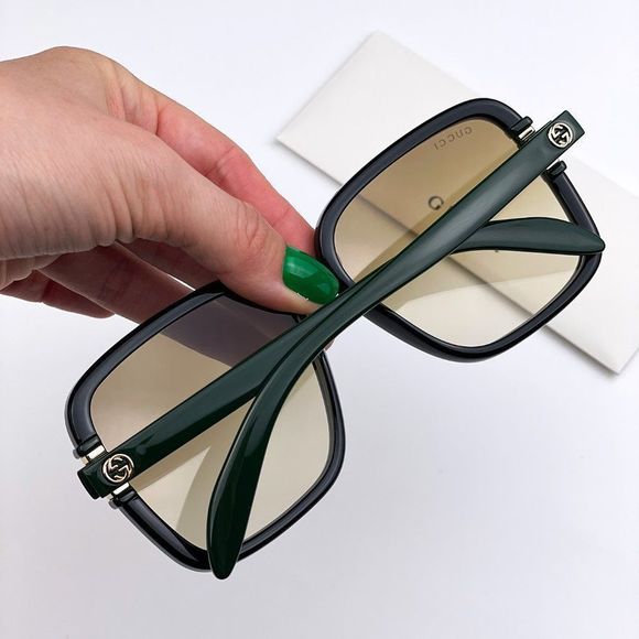 Gucci GG1066S 003 Sunglasses Black Green Brown Gradient Butterfly Women